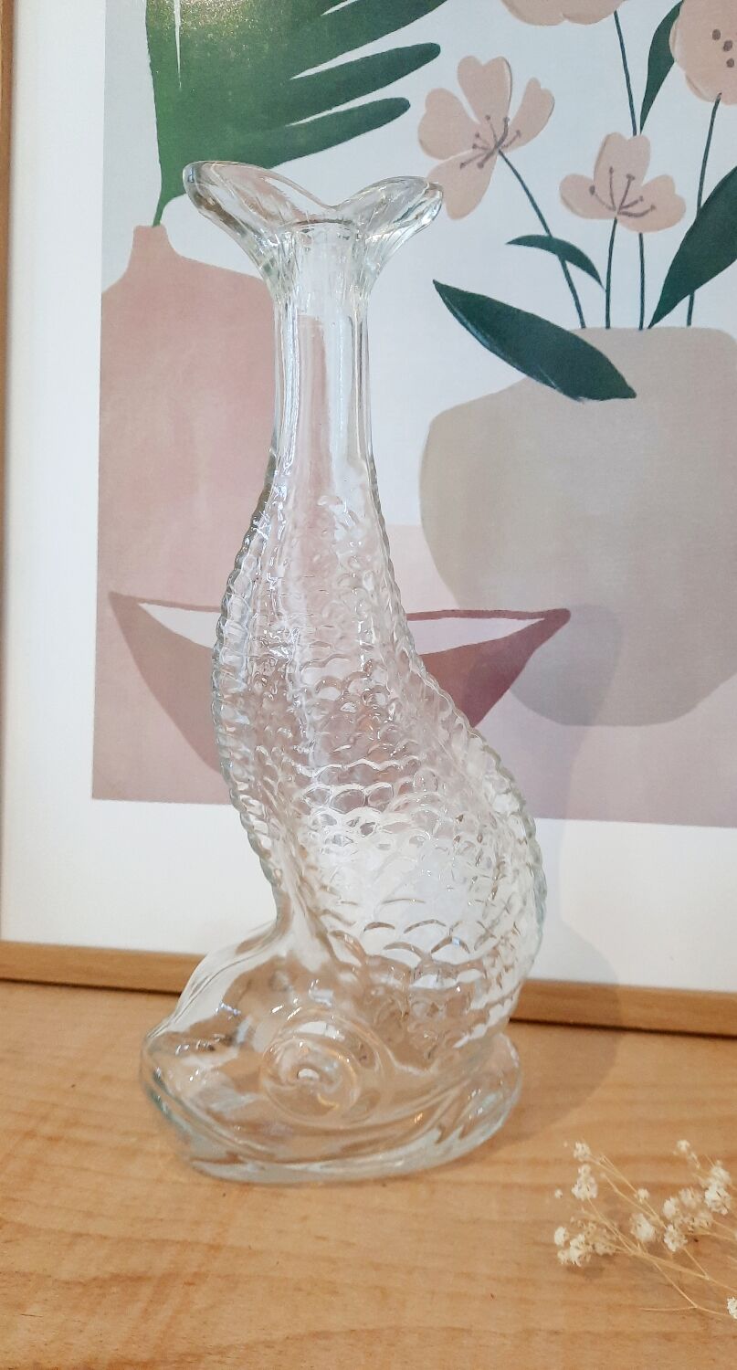 Zoomorphic glass decanter fish