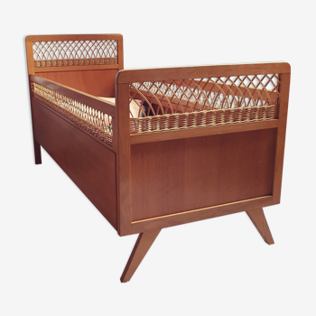 Vintage rattan child bed