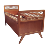 Lit enfant rotin vintage