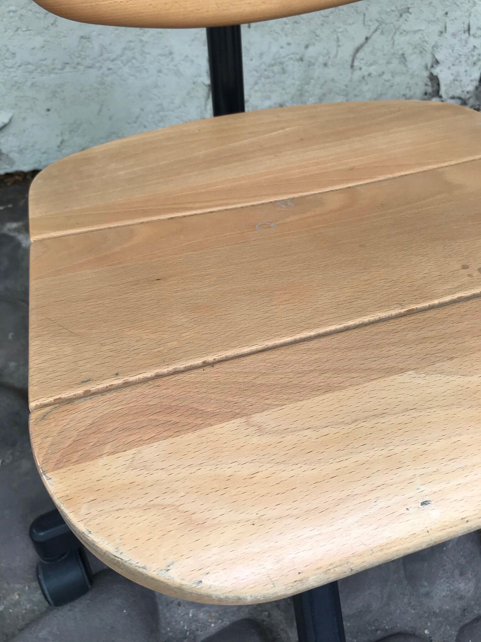 Martin Stoll office chair light wood on wheels