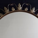 Large arched mirror with acanthus leaves and scrolls in gold metal from deknudt, 1960s