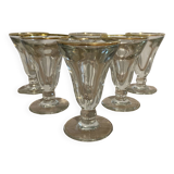 6 anciens verres bistrot trompeurs la rochere tres epais avec liseret dore