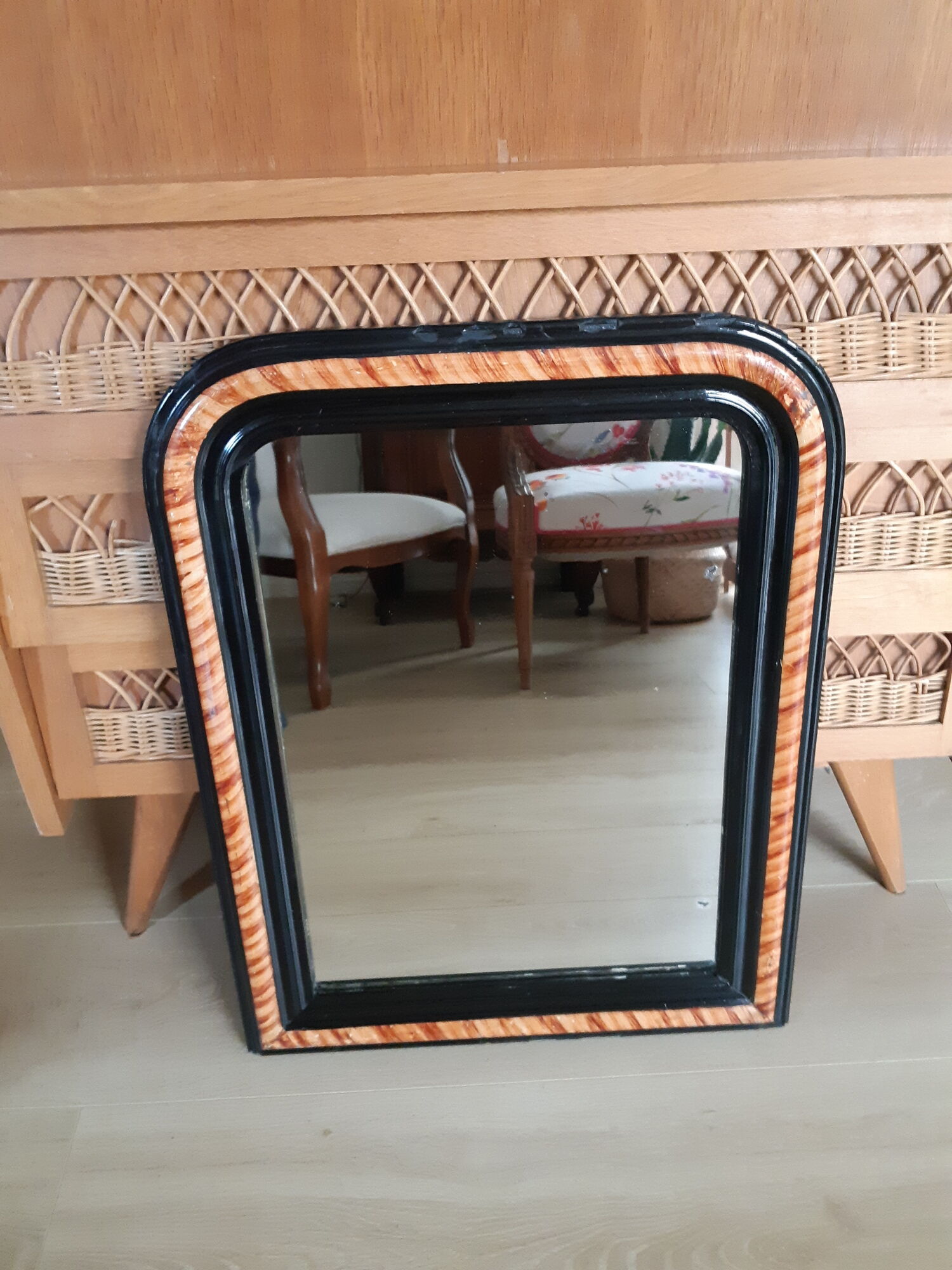 Antique mirror Louis Philippe , fireplace mirror , vintage French , 62 cm x 58 cm