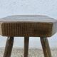 Tabouret de ferme tripode, assise hexagonale, bois massif, années 50-60