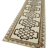 Tapis coureur beige oriental ancien fait à la main 100 cm x 323 cm