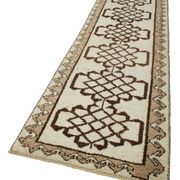 Handmade antique oriental beige runner rug 100 cm x 323 cm