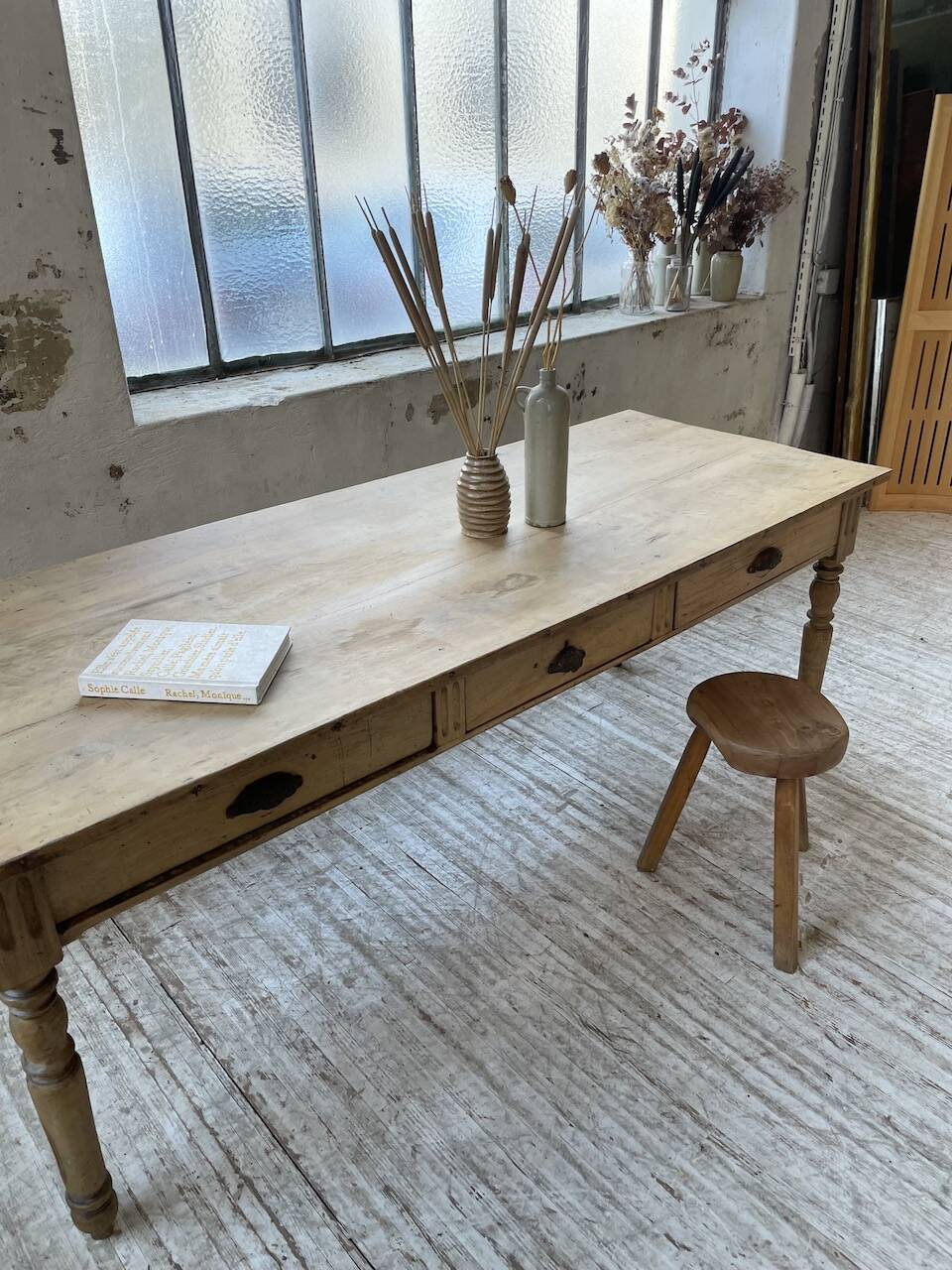 2m walnut drapery farmhouse table