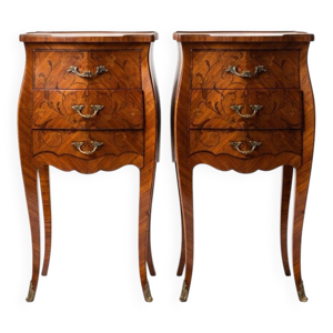 Paire tables de chevet - marqueterie