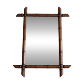 Miroir mural Napoléon III en bois tourné façon bambou XIXe siècle, 49x65 cm