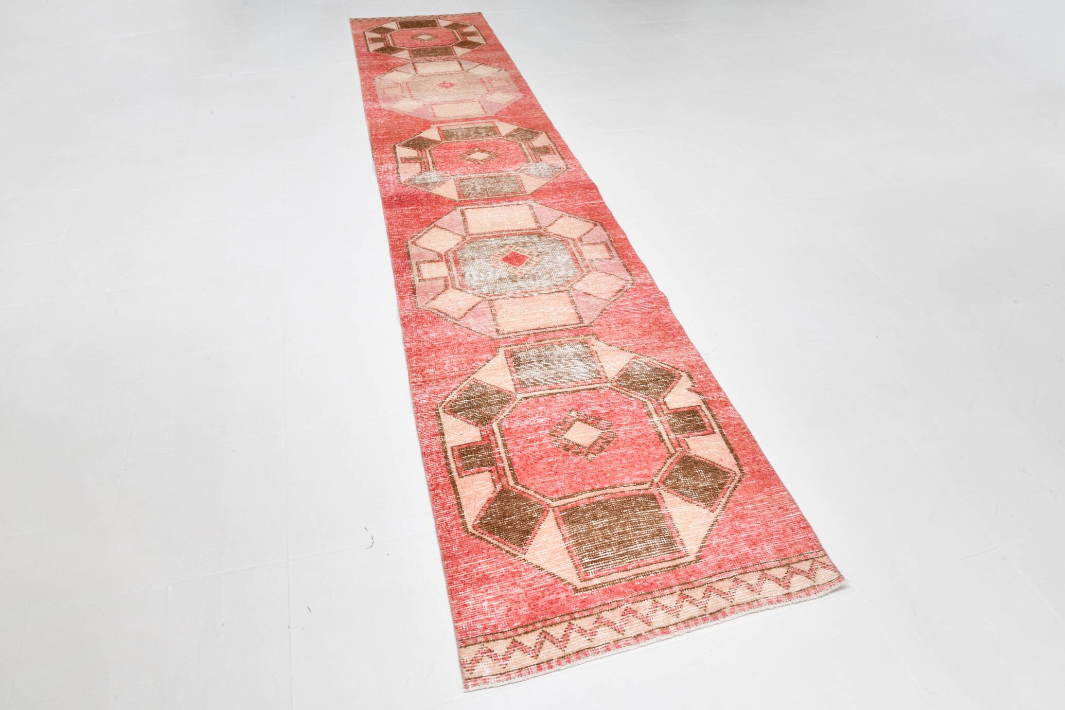 3x15 Vintage Runner Rug, Turkish Runner, Long Wide Hallway Runner, 87x440Cm