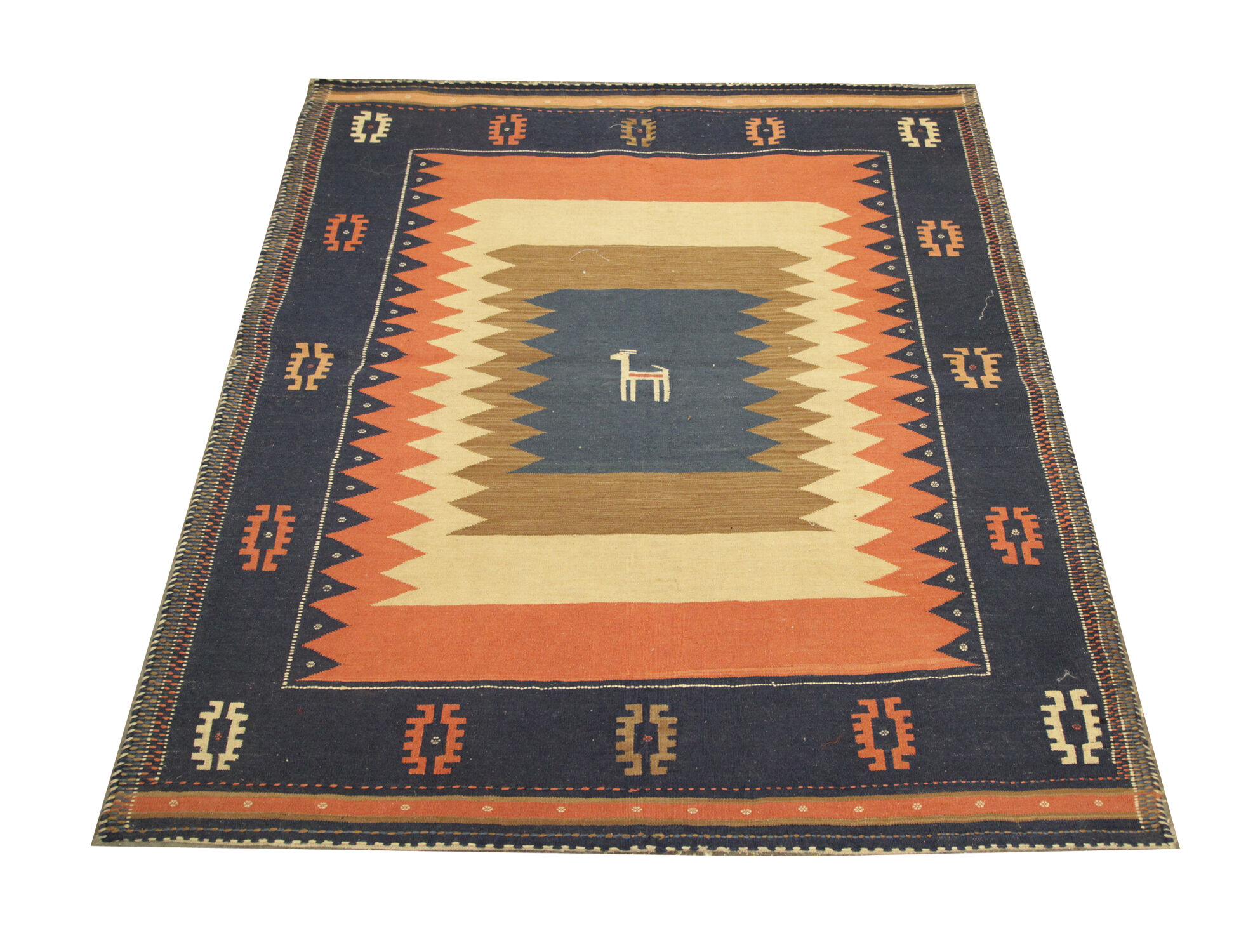 Vintage persian handwoven wool qashqai rug- 140x144cm