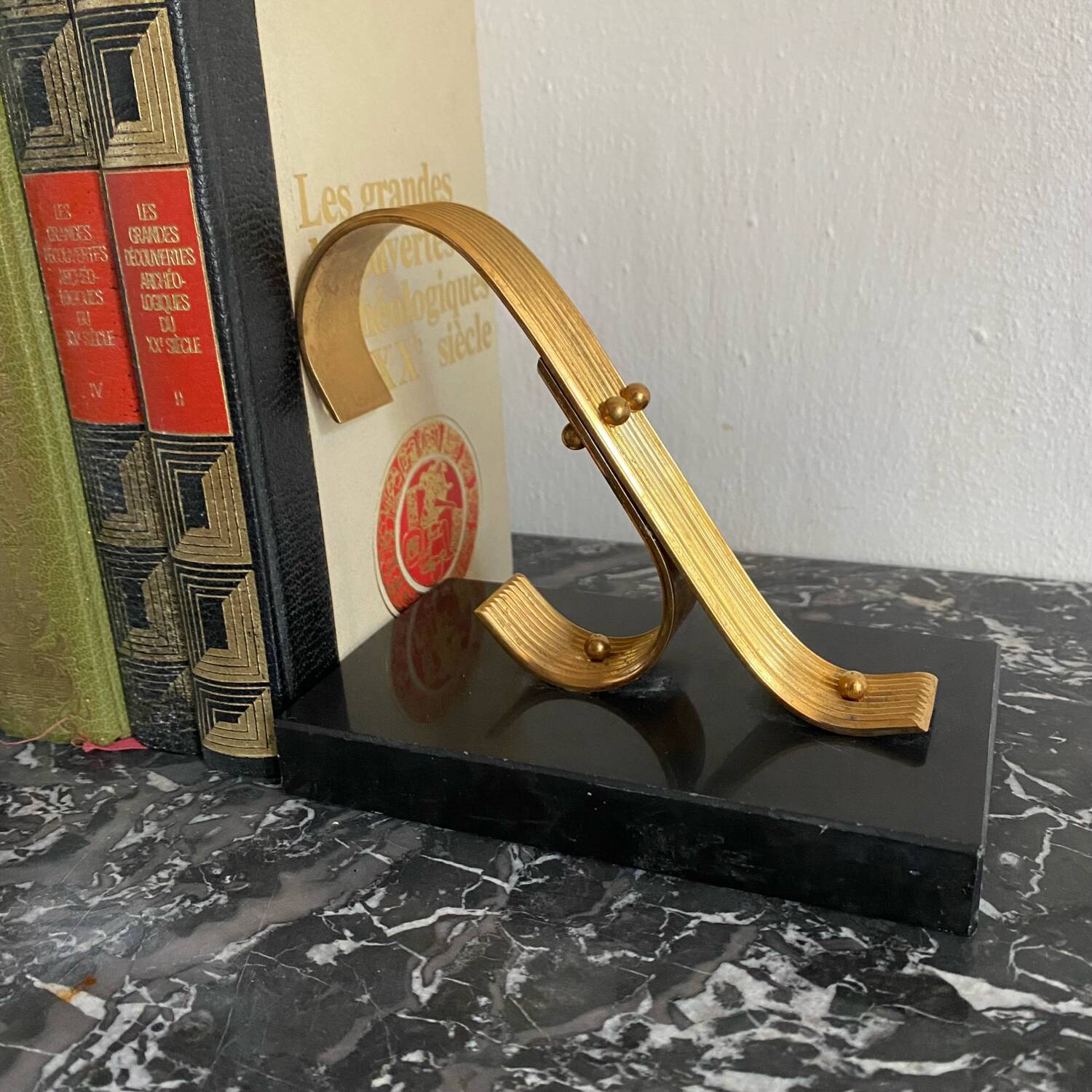 Pair of Modernist Gold Starry Bookends