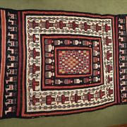 Vintage ethnic Margoum rectangular rug with patterns, 1970s.