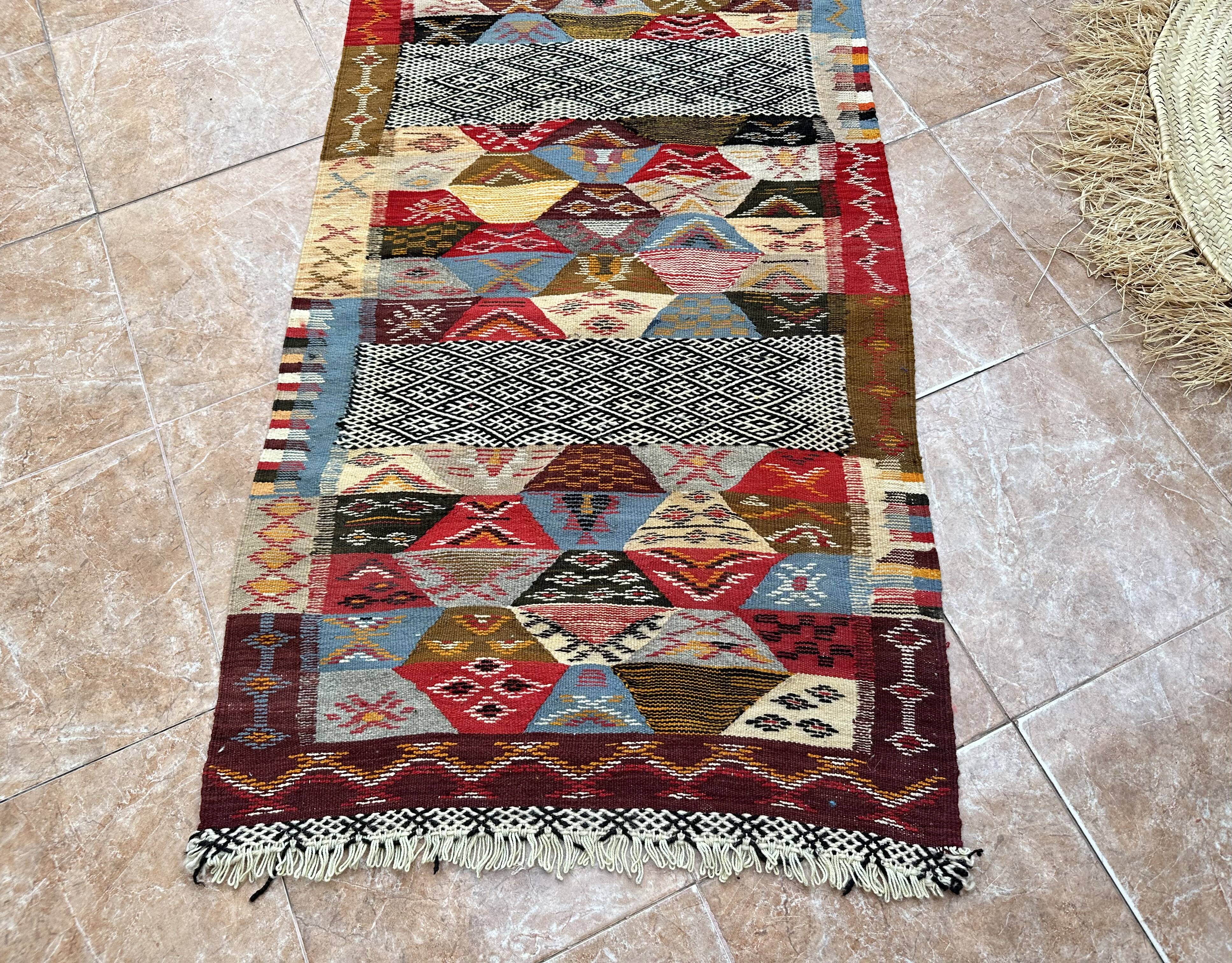Contemporary Kilim Rug - Taznakht Kilim runner - runner - Unique runner rug - Berber rug