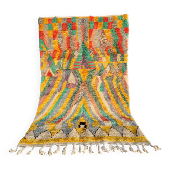 Tapis marocain berbère boujad jaune et multicolore