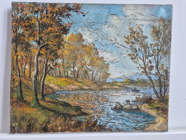 Huile sur toile, Reflets sur l'étang