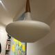 Suspension en opaline et teck Louis Kalff
