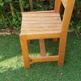 Fauteuil chaise vintage en pin années 70