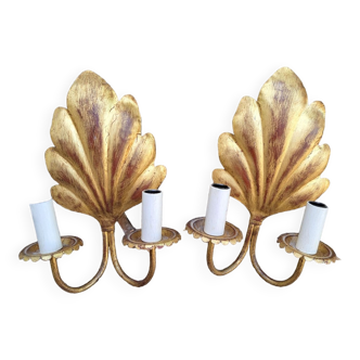 Pair of palmette sconces 70s