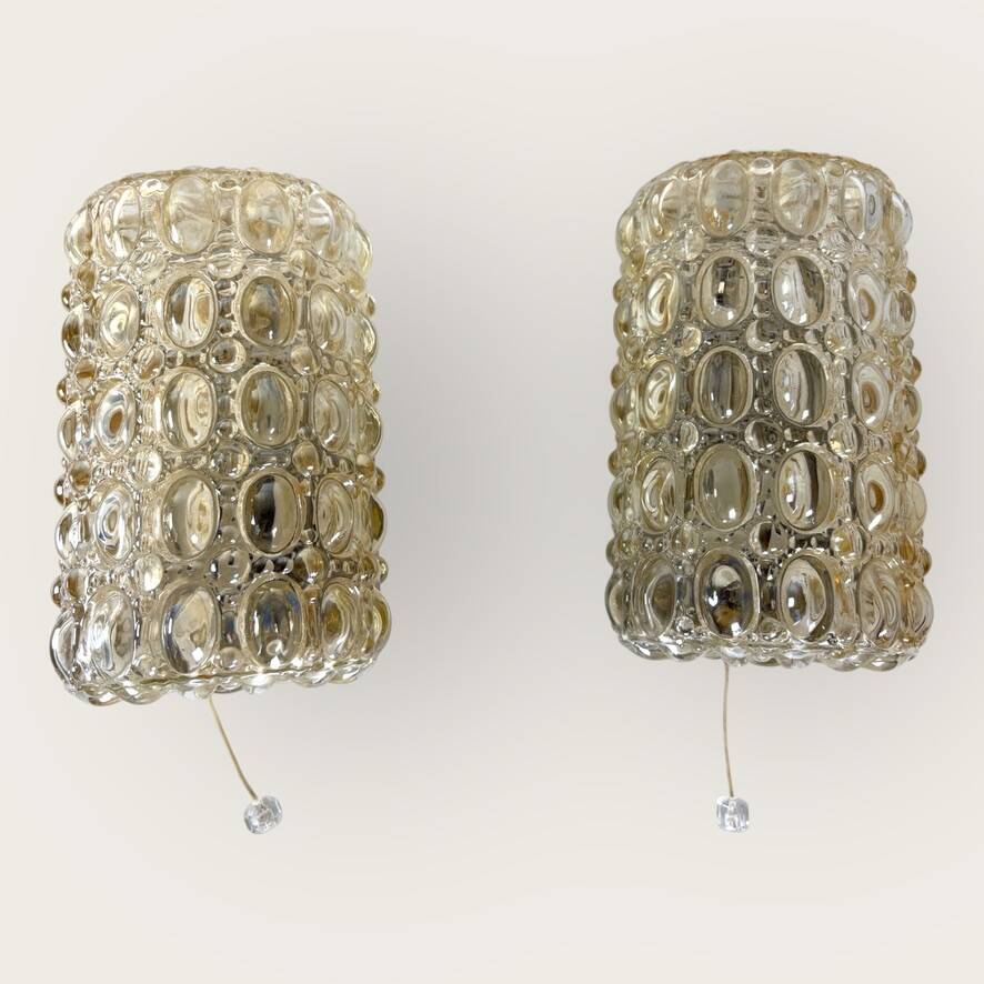 Tynell "Bubble" Limburg 1960s vintage Germany wall lights x2