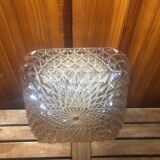 Ancienne suspension arlux verre moulé doré + support métal noir vintage