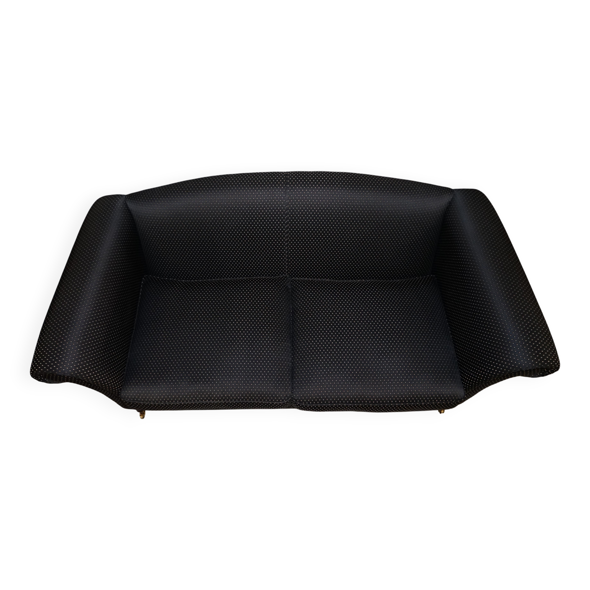 Three-seater Art Deco canapé with a light hardwood frame.