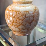 Crackle style ceramic lamp cream and varnished ocher 37x26