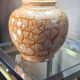 Lampe céramique style craquelé creme et ocre vernissé 37x26