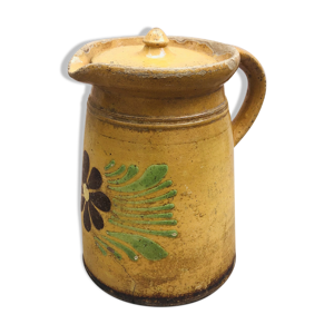 Cruche avec couvercle poterie vernissée