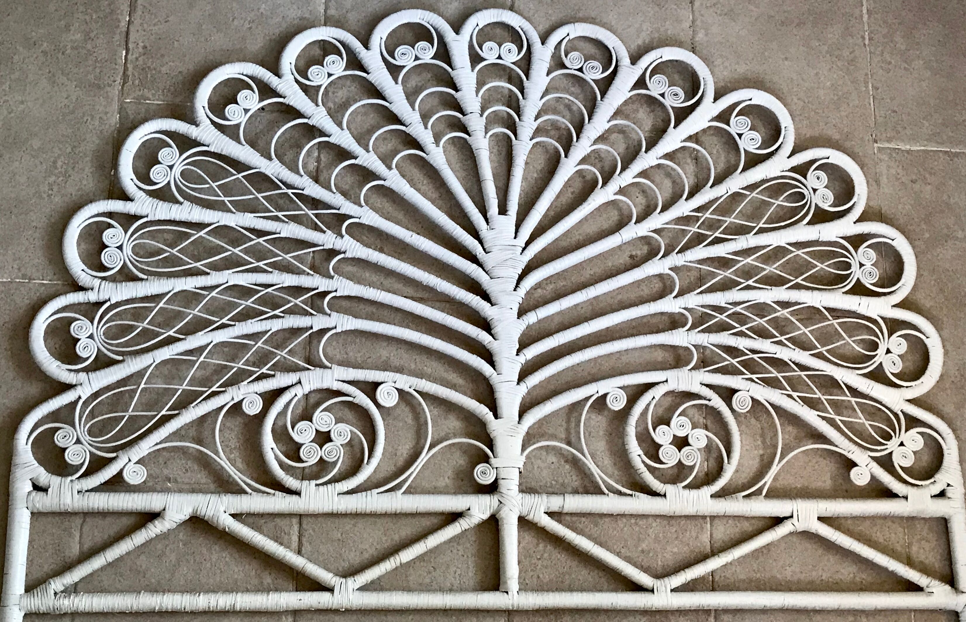 Headboard rattan peacock vintage