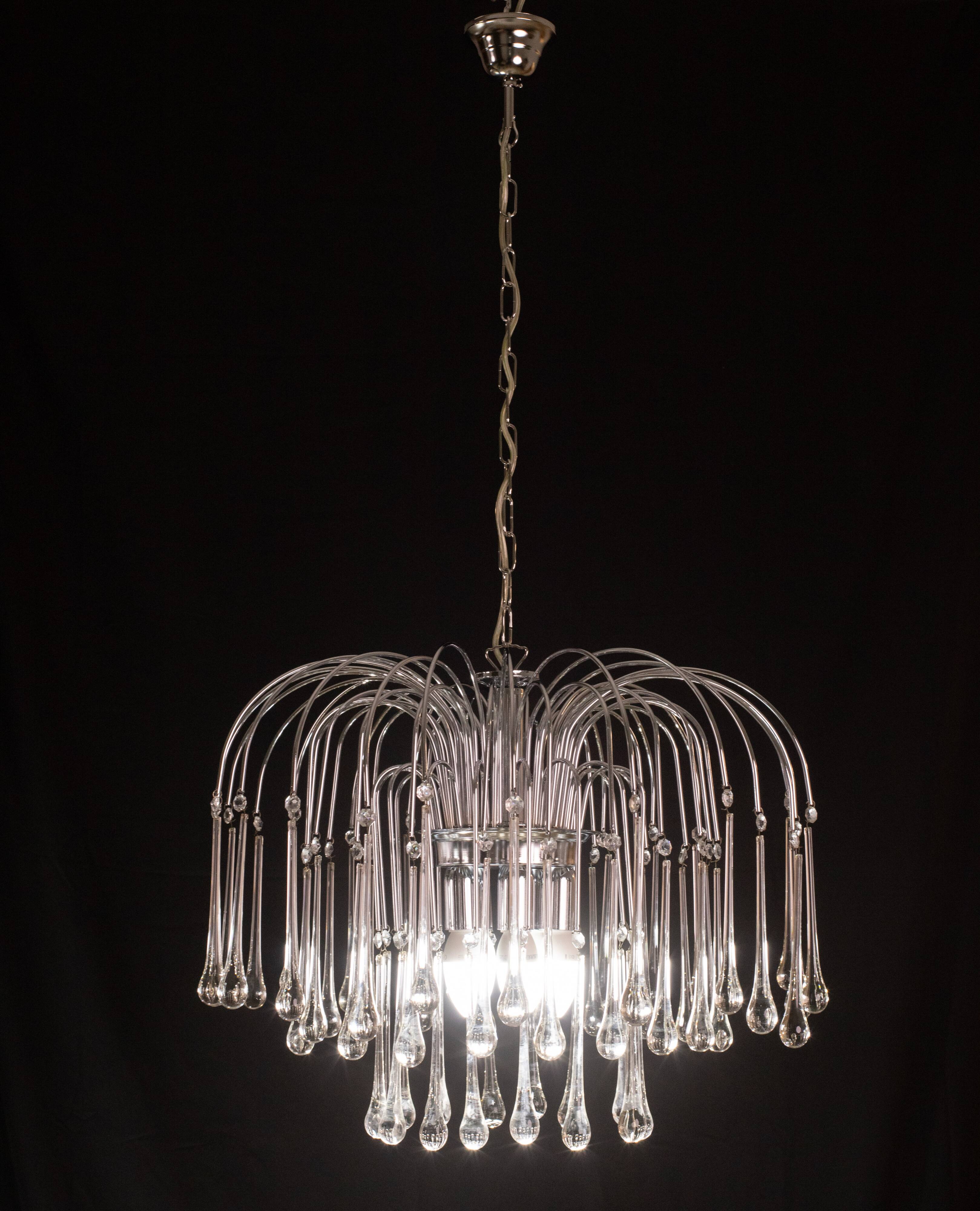 Lady Isabelle Murano Chandelier White Drops, 1980s