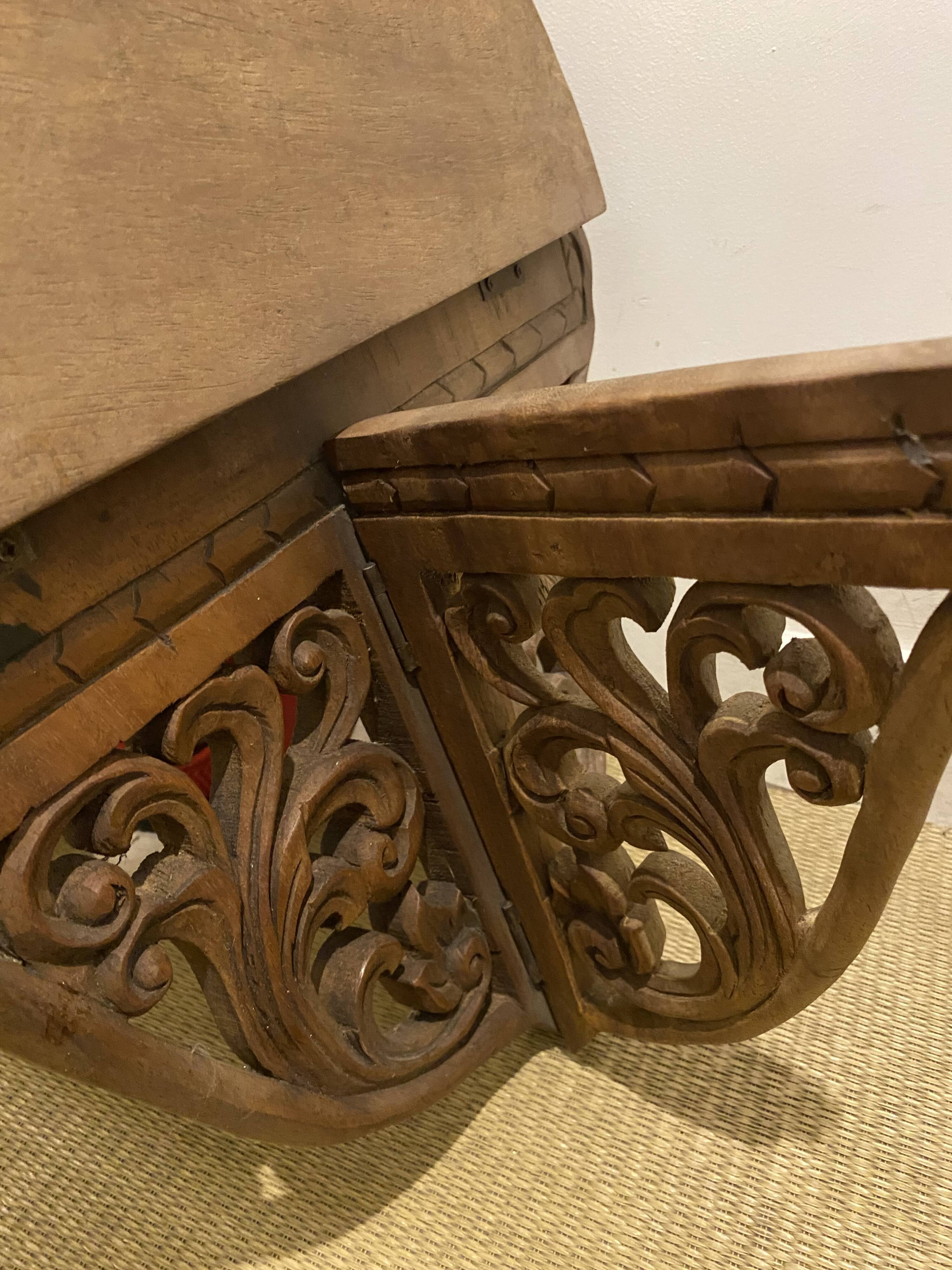 Carved mirror with integrated shelf