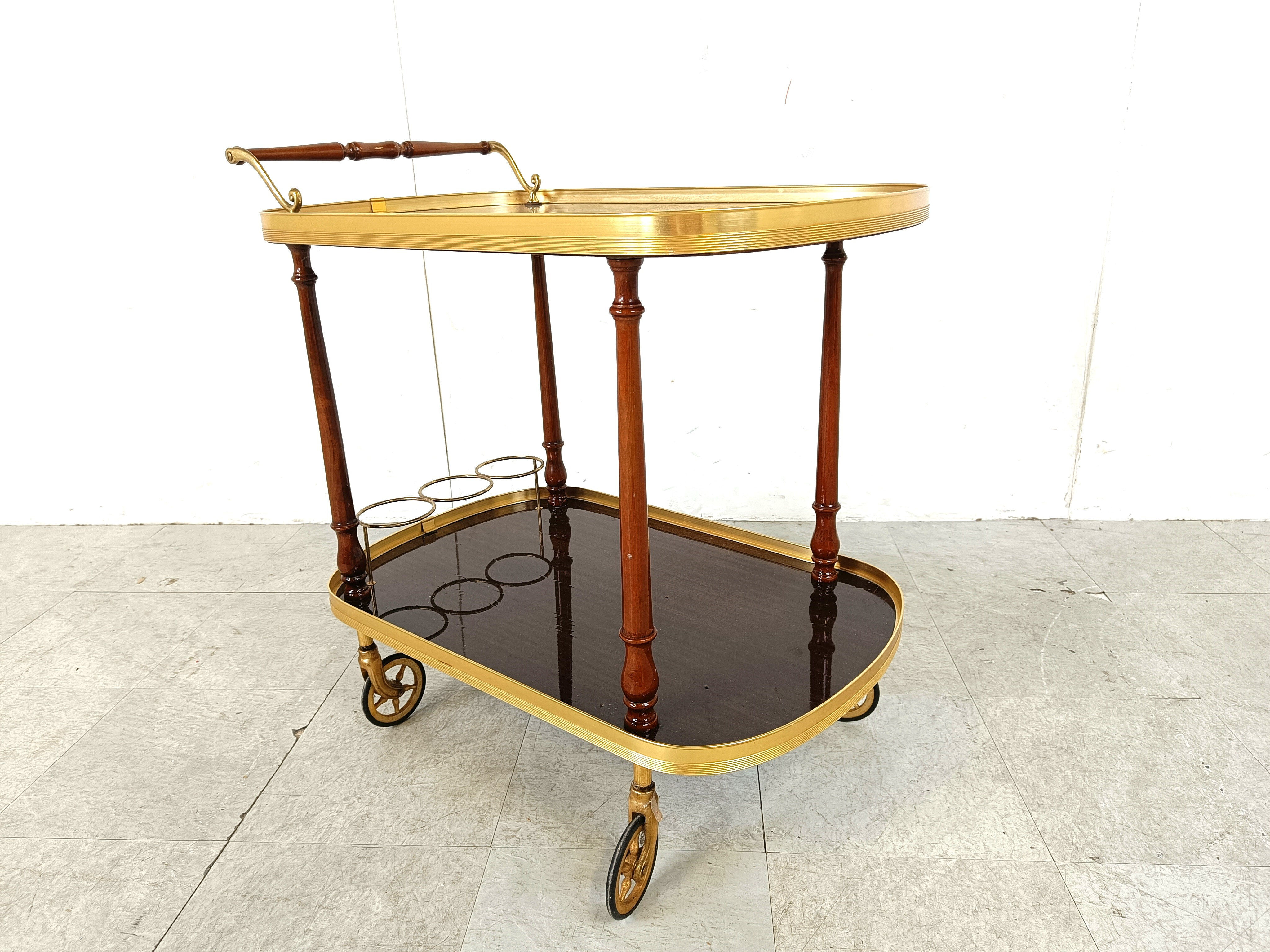 Neoclassical brass drinks trolley, 1960s