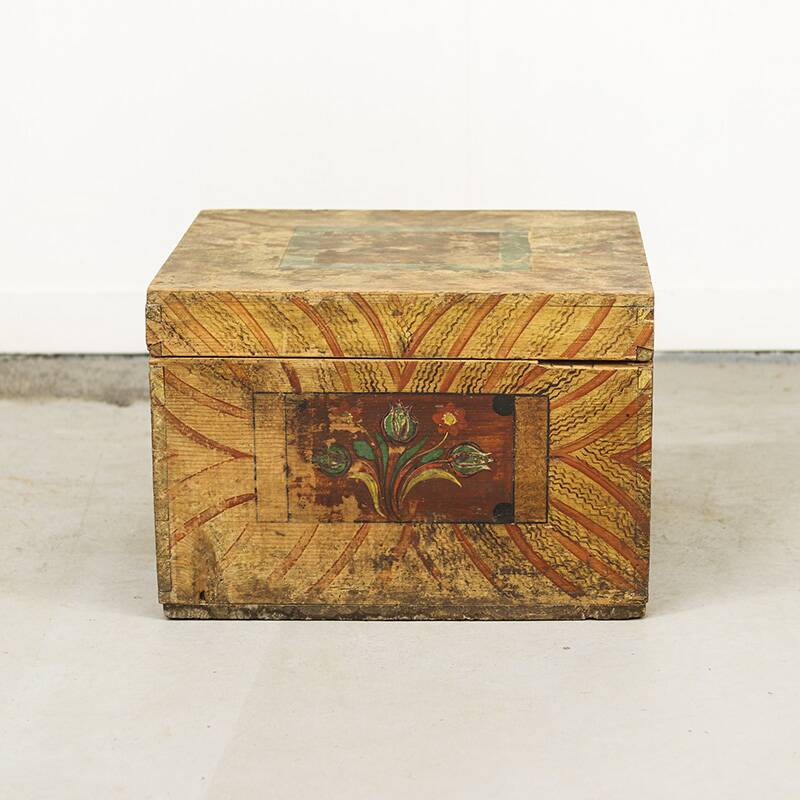 Antique Folk Art Painted bridal chest