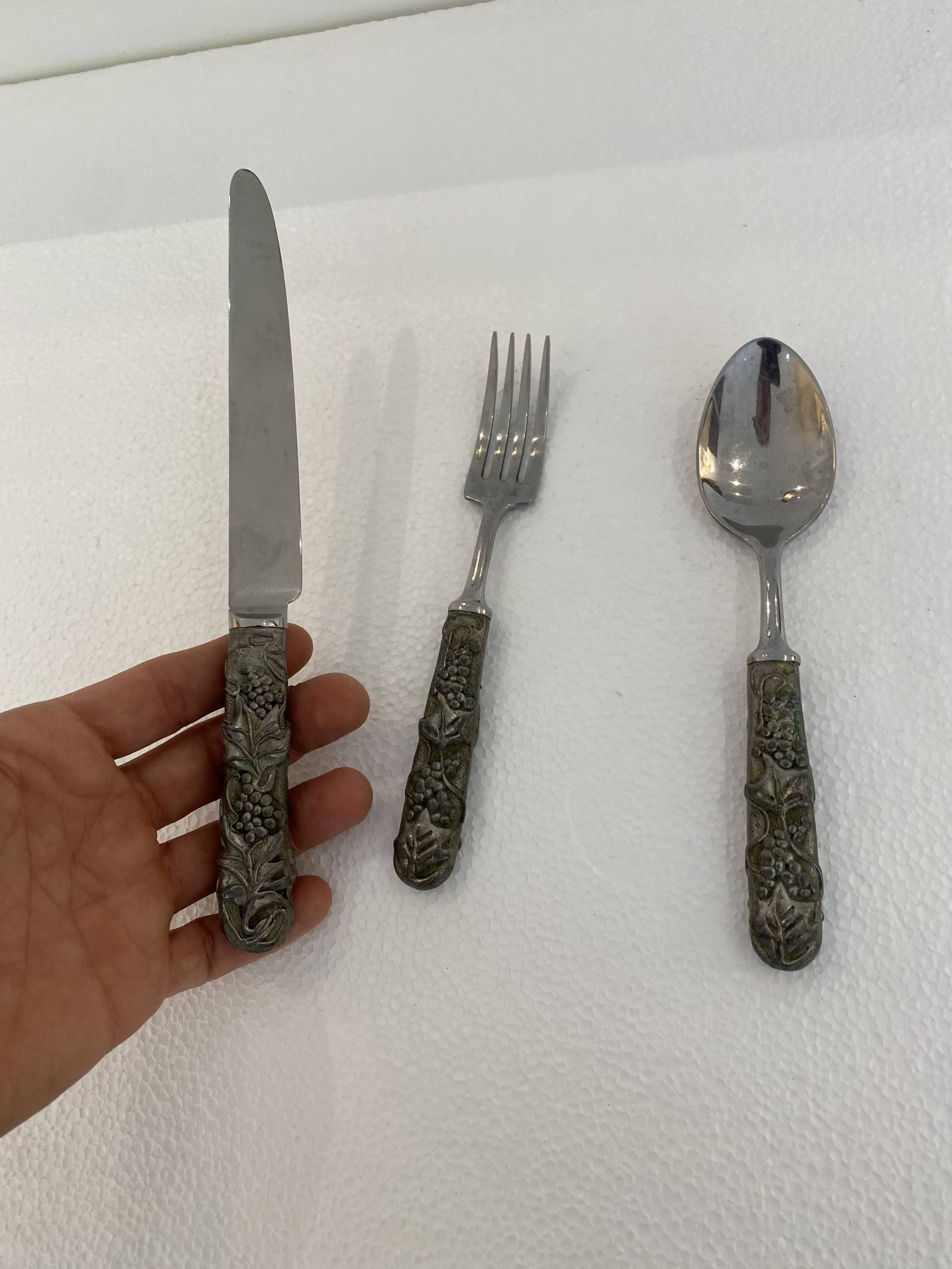 Stainless Steel Set of Knife Fork and Spoon Edwin Blyde & Co, 1950s