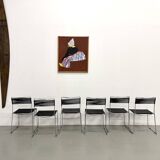 Set of 6 "Spaghetti" Chairs Italian Design 80s – Black & Chrome