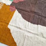 Moroccan Berber Kilim carpet ecru with colorful flats 284x184cm