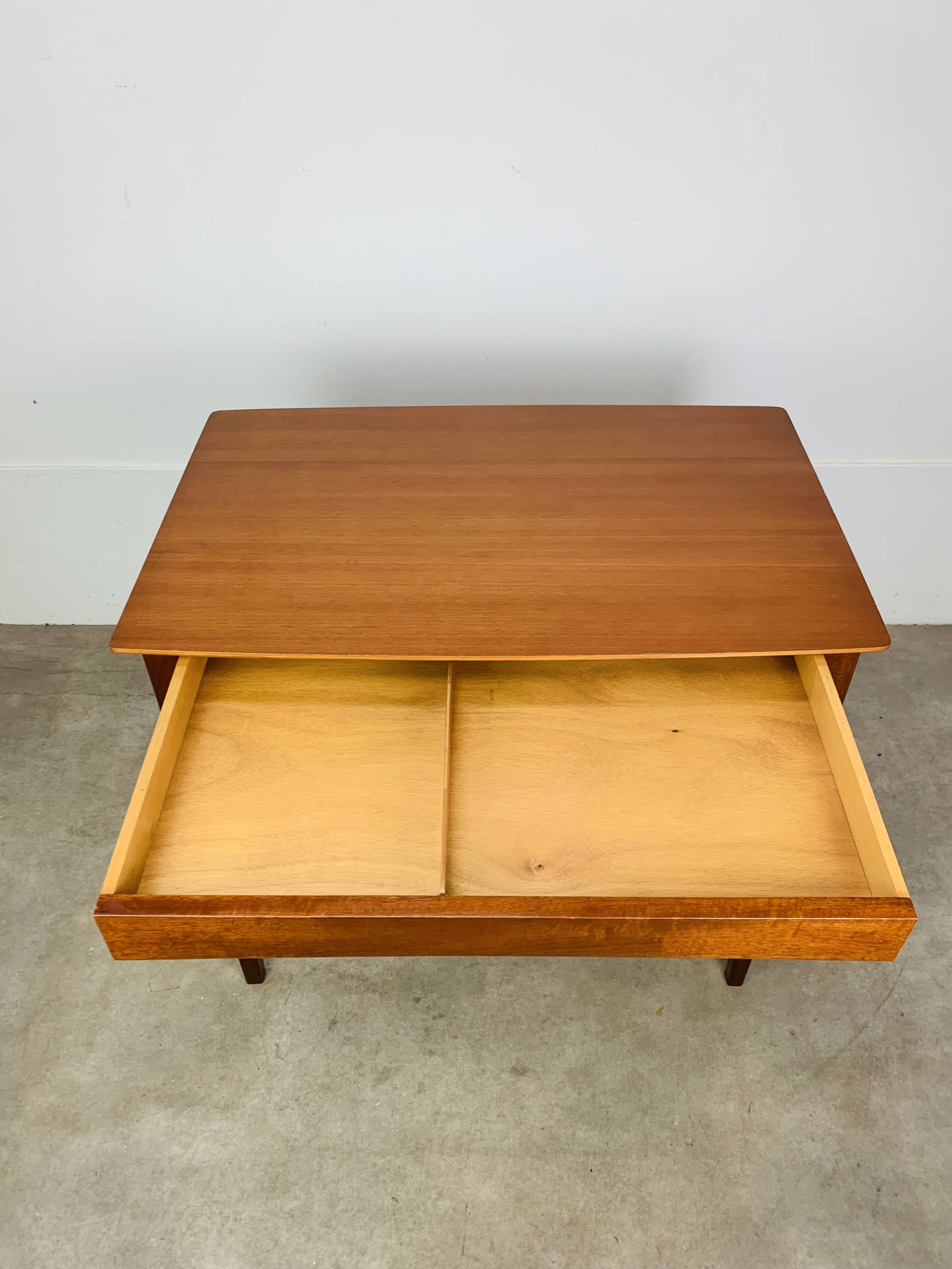 Minimalist Scandinavian teak desk from the 1960s, vintage.