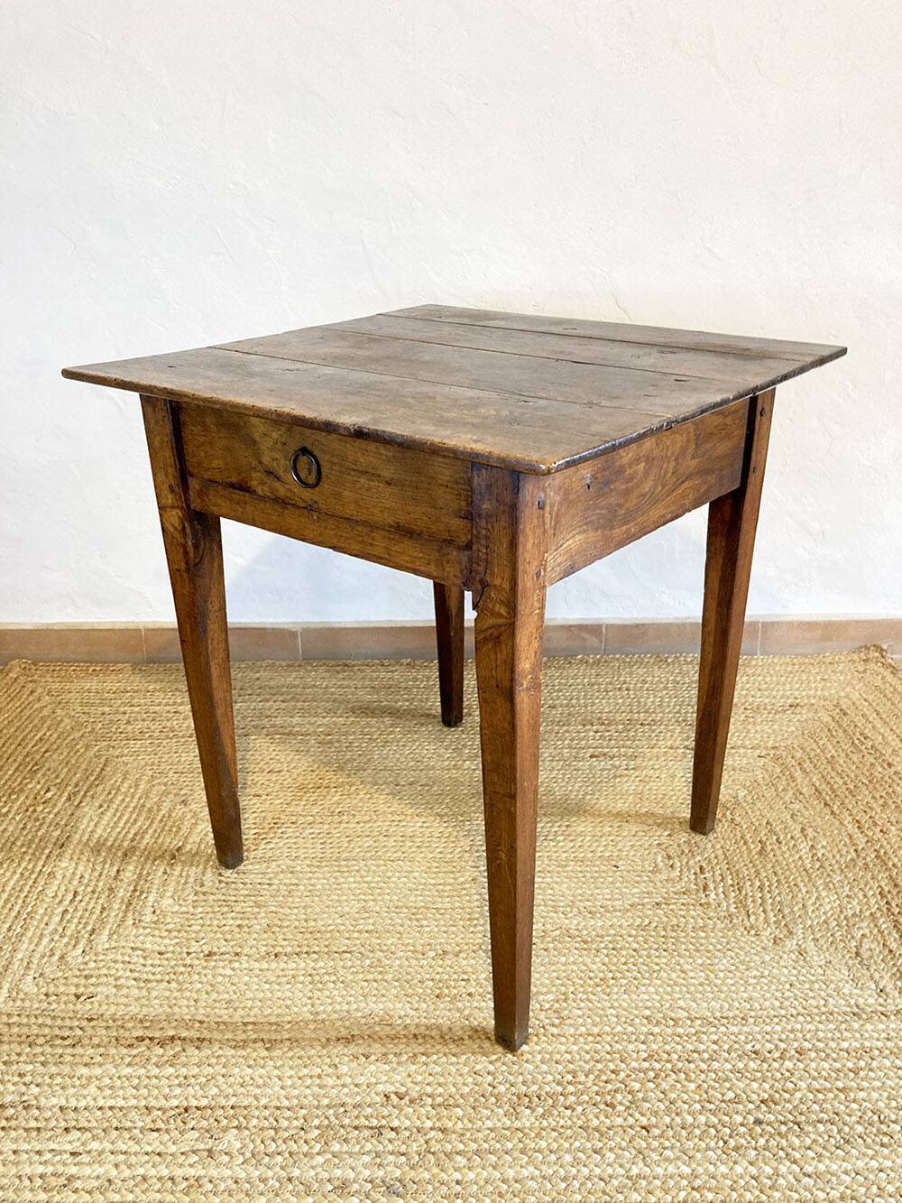 Square farmhouse table in solid oak
