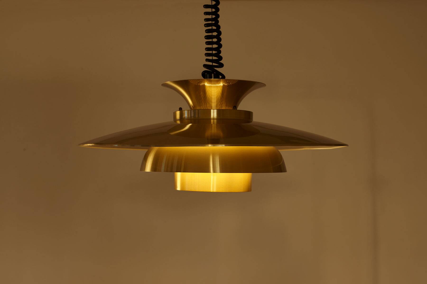 Brass Pendant Light, Denmark 1980s