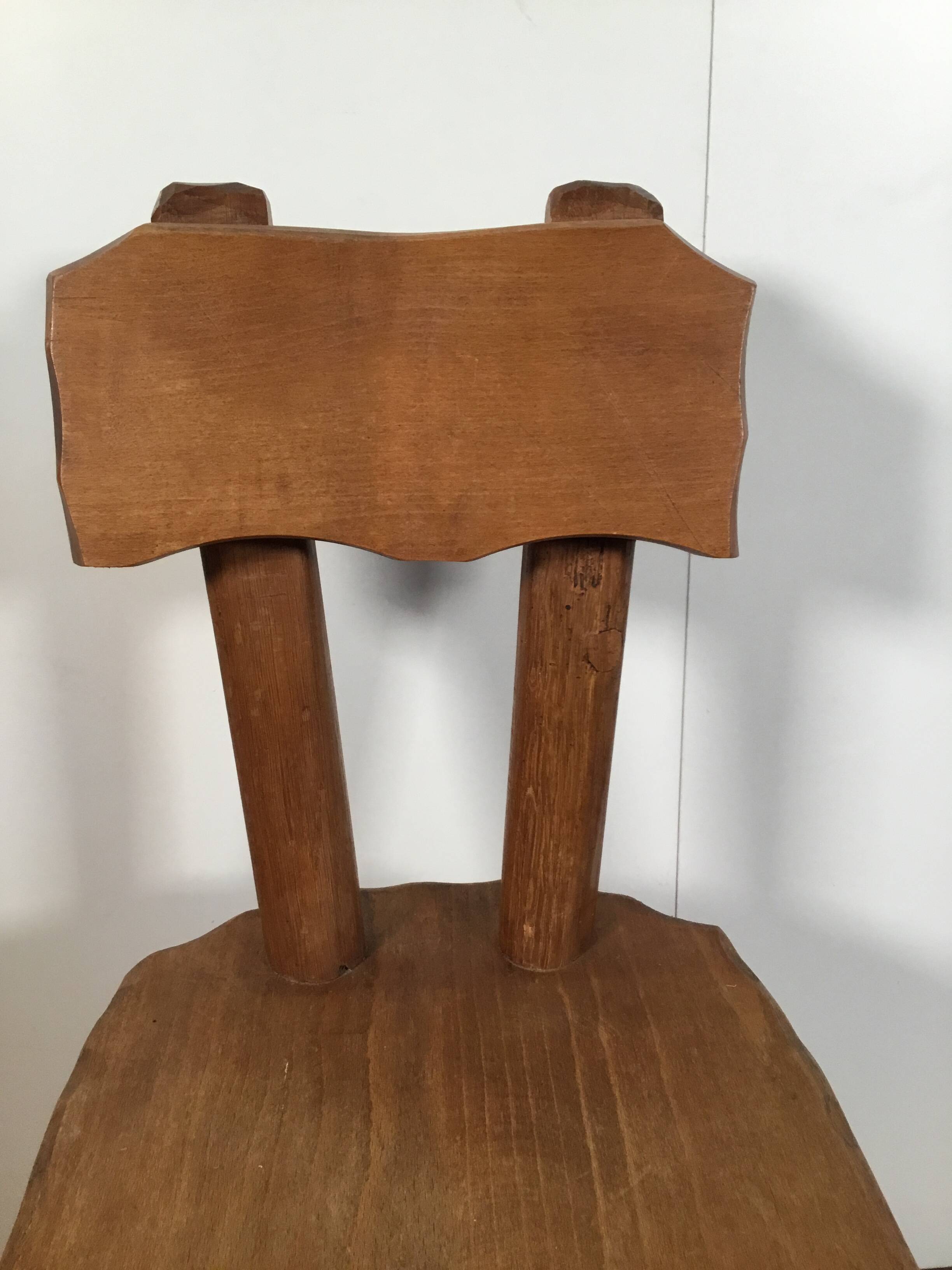 solid oak brutalist organically shaped chair