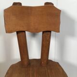 solid oak brutalist organically shaped chair