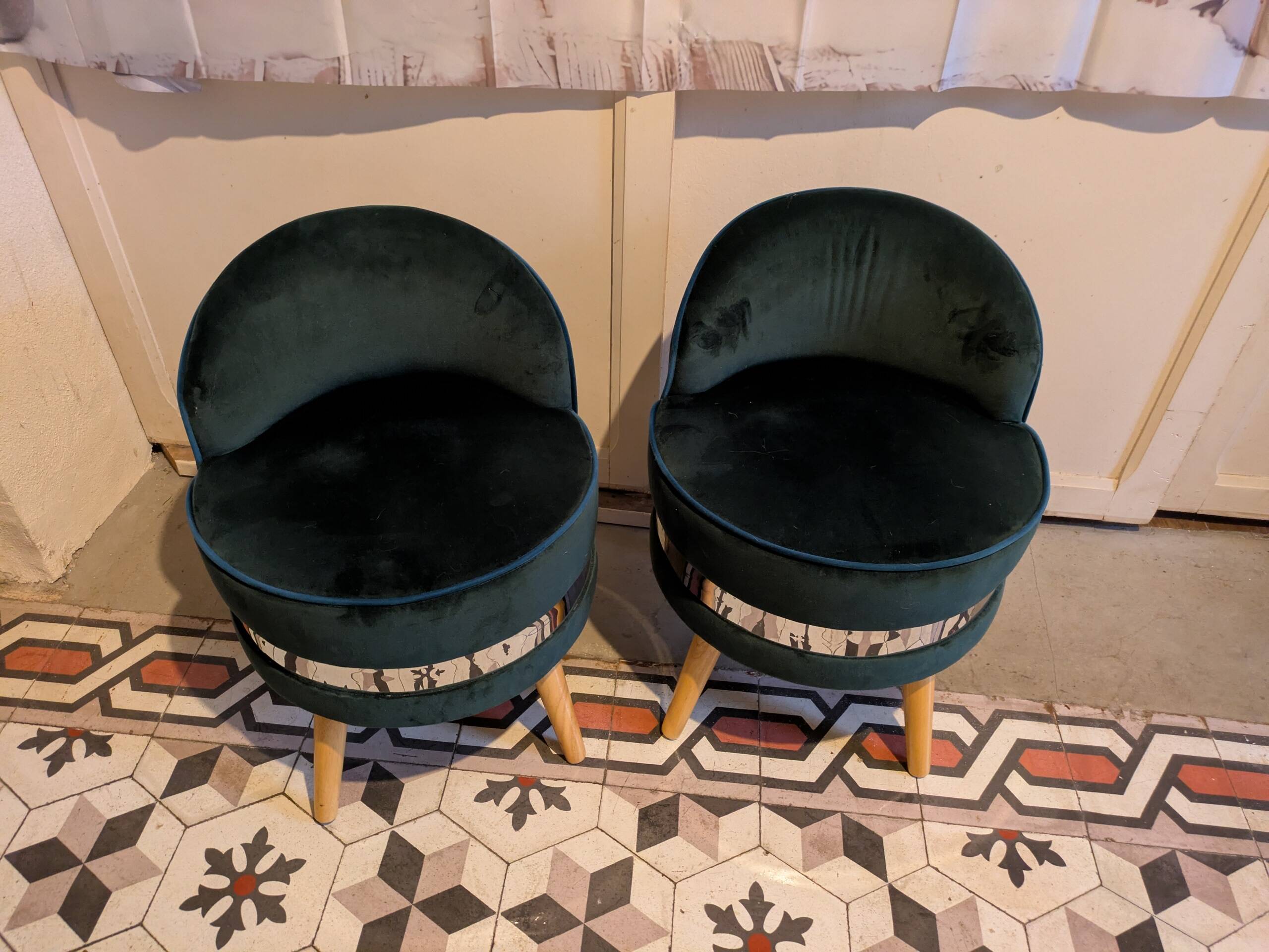 MINI CHAIRS in wood and velvet