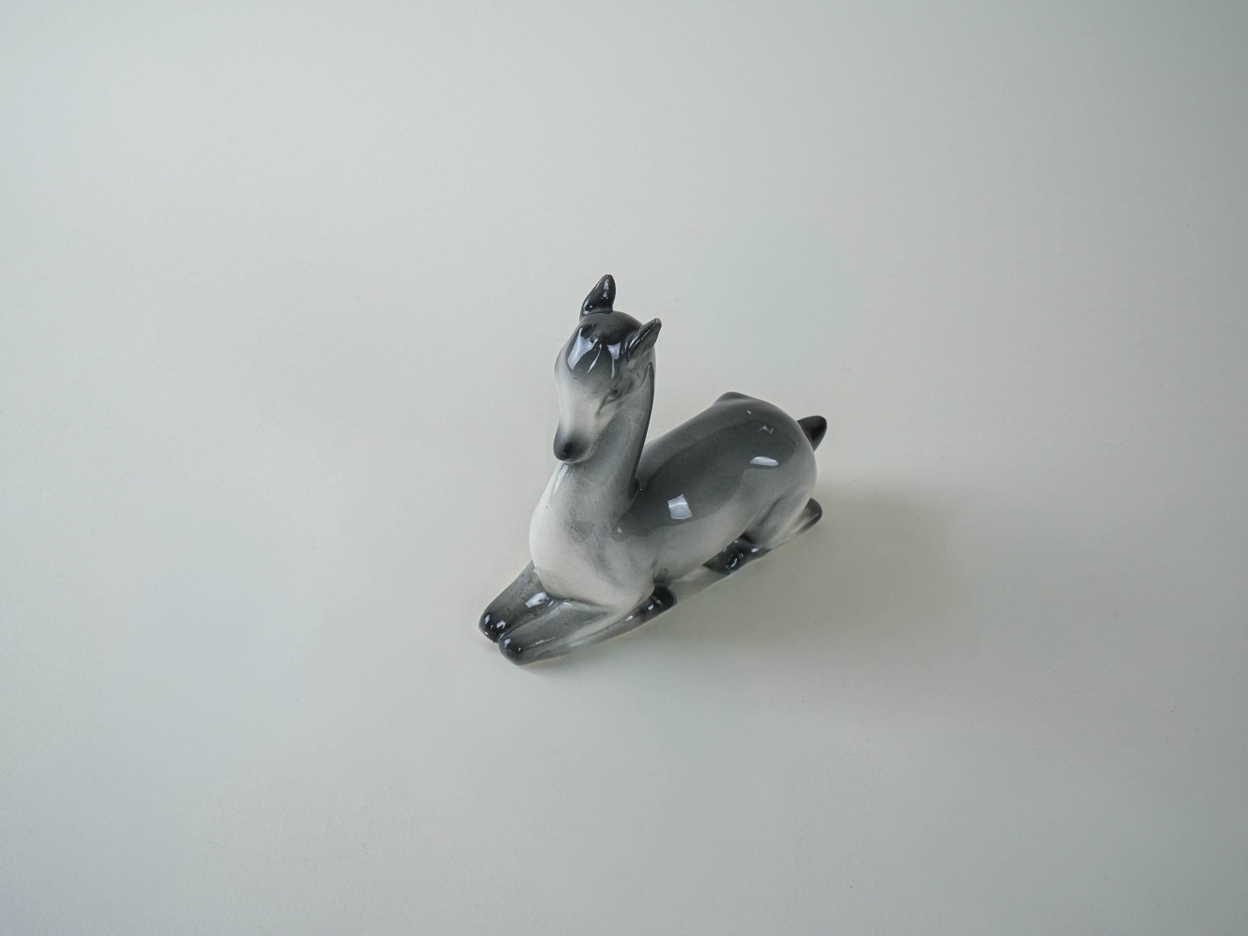 Ceramic deer figurine, Danish design, 1970s, production: Denmark