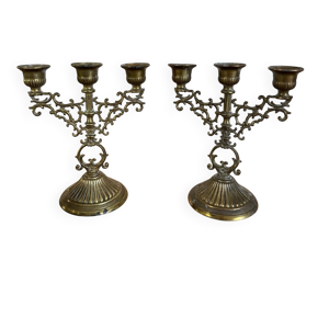 Paire de chandeliers - laiton