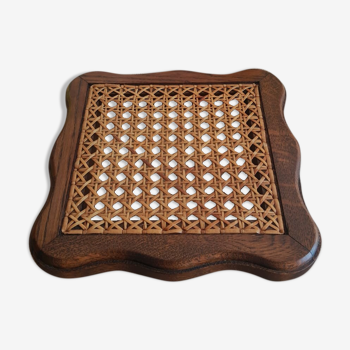 Wooden flat bottom and vintage cannage