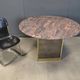 Vintage round granite and brass center table by Belgochrom , 1970s