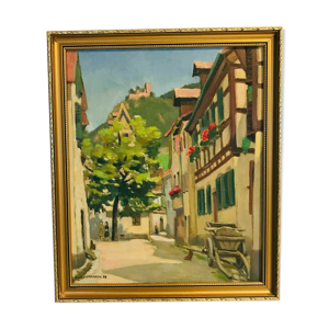 Huile sur toile Ruelle de village