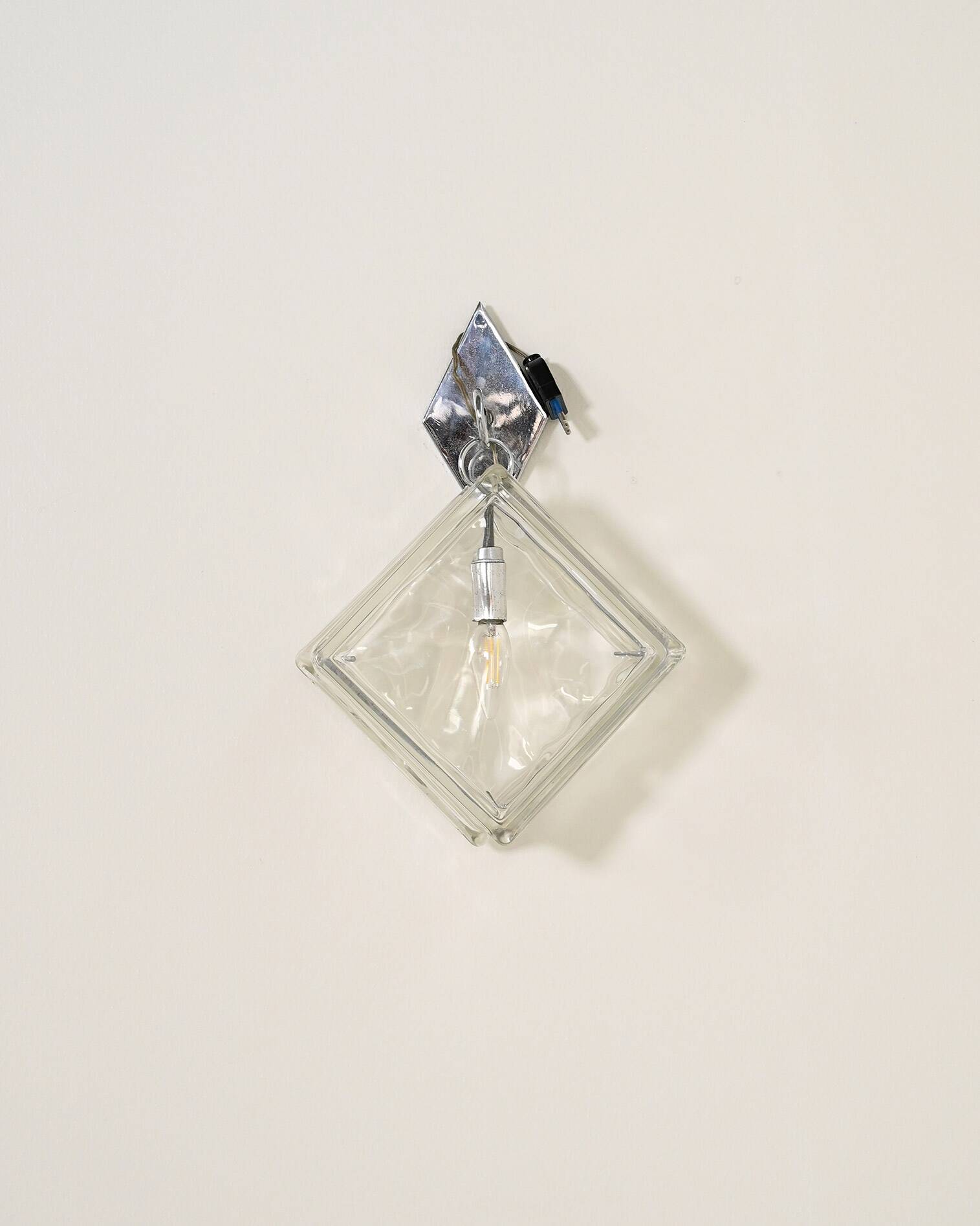 European pressed glass and metal wall light, 1970s