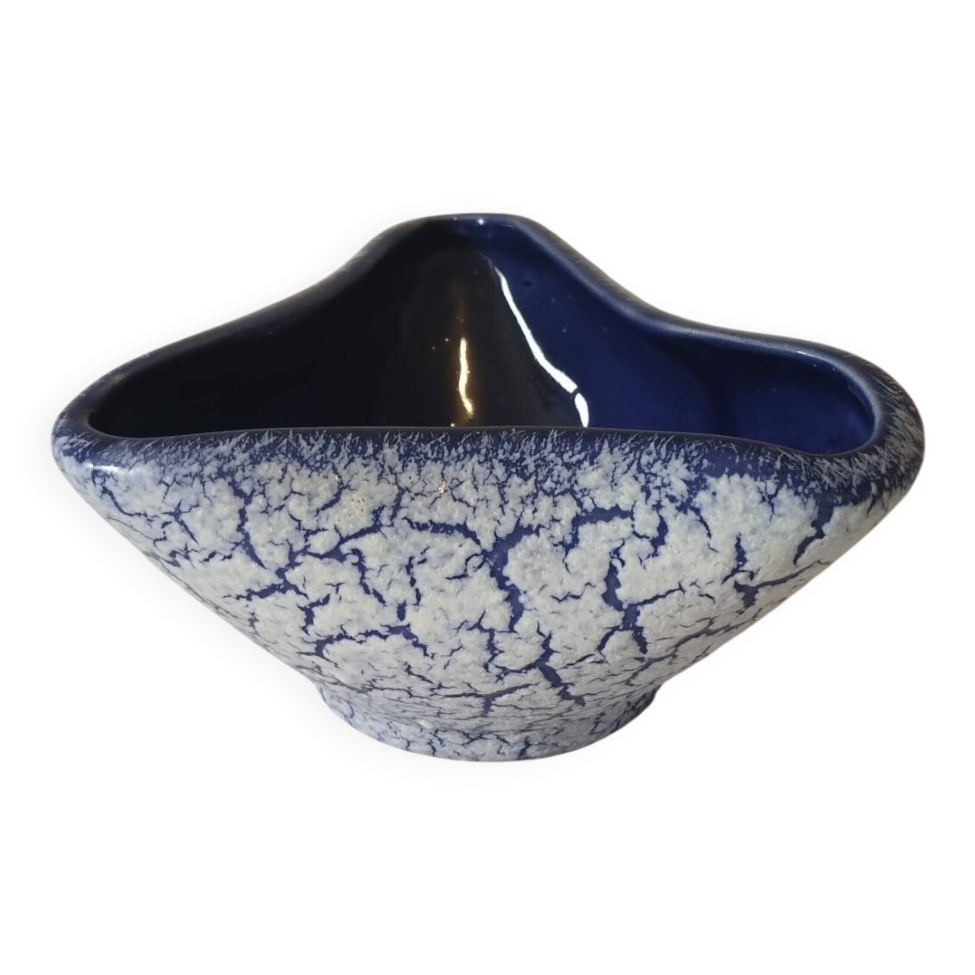 Blue crackled ceramic trinket tray